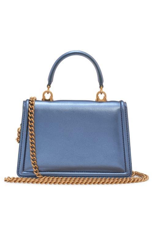 Devotion Mini Metallic Leather Top-handle Bag In Laminate Blue Product Image