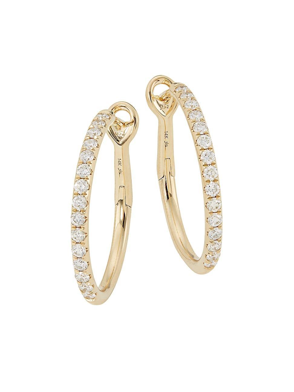 Womens 14K Yellow Gold & 0.74 TCW Diamond Hoop Earrings Product Image