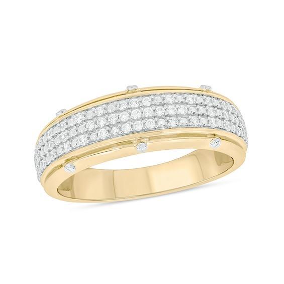 Men's 1/3 CT. T.w. Diamond Triple Row Screw Accent Band in Sterling Silver and 14K Gold Plate Product Image