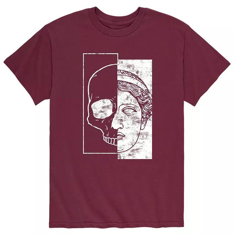 Mens Skull Statue Mix Tee Red Product Image