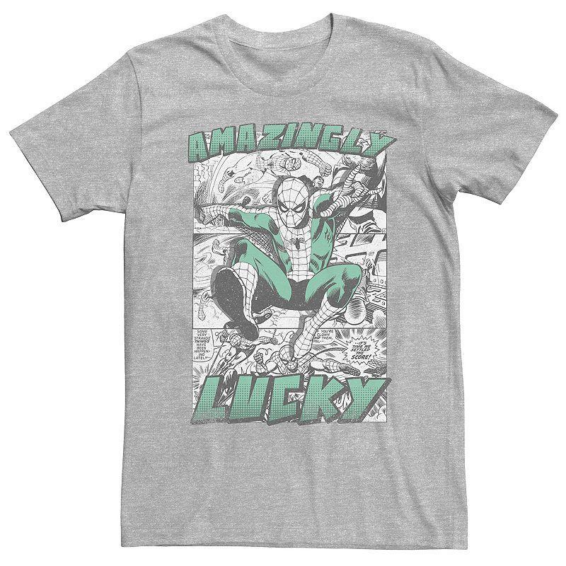 Mens Spider-Man Lucky Tee Athletic Grey Product Image