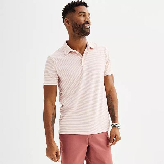 Mens Sonoma Goods For Life Supersoft Short Sleeve Polo Pink Stripe Product Image