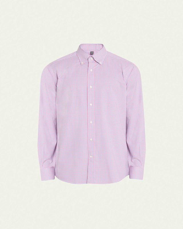 Mens Cotton Micro-Check Sport Shirt Product Image