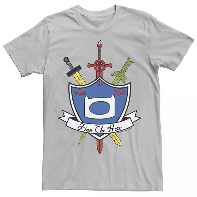 Mens Adventure Time Finn The Hero Sword And Shield Banner Tee Product Image