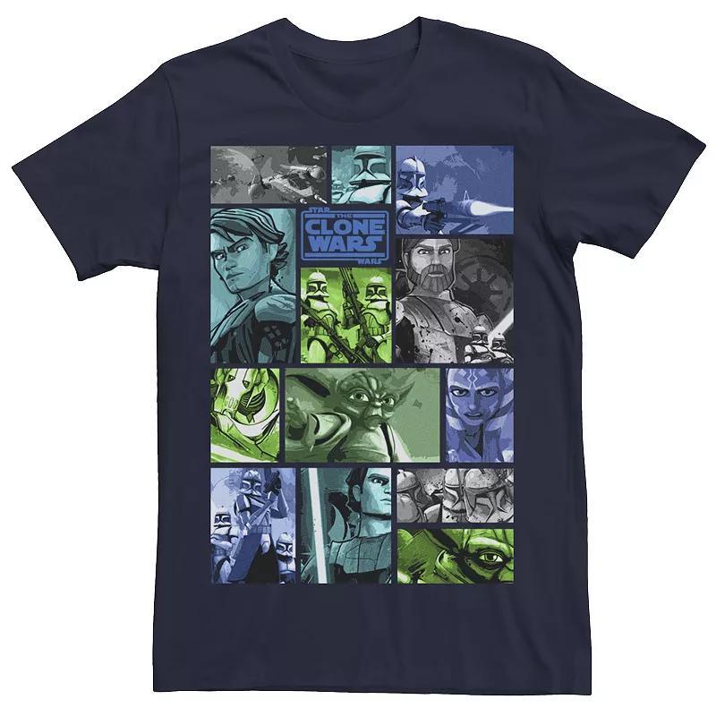 Mens Star Wars: Clone Wars Group Shot Panels Tee Blue Product Image