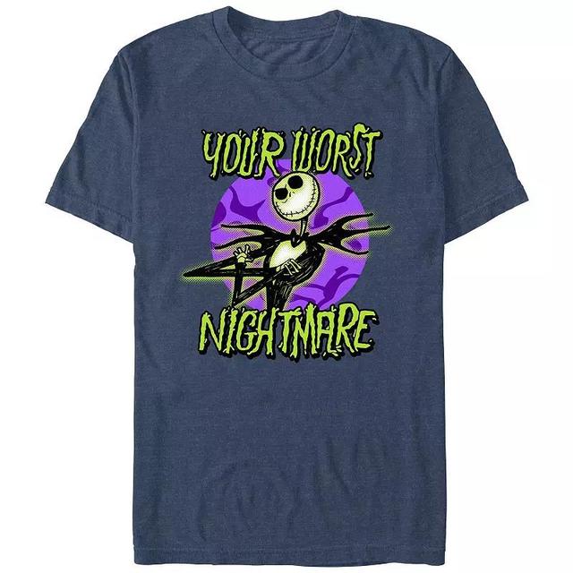 Disneys The Nightmare Before Christmas Your Worst Nightmare Mens Graphic Tee Navy Grey Product Image