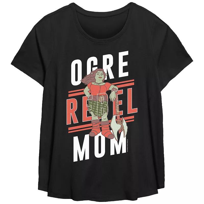 Plus Size Shrek Ogre Rebel Mom Scoop Hem Flowy Graphic Tee, Womens Product Image