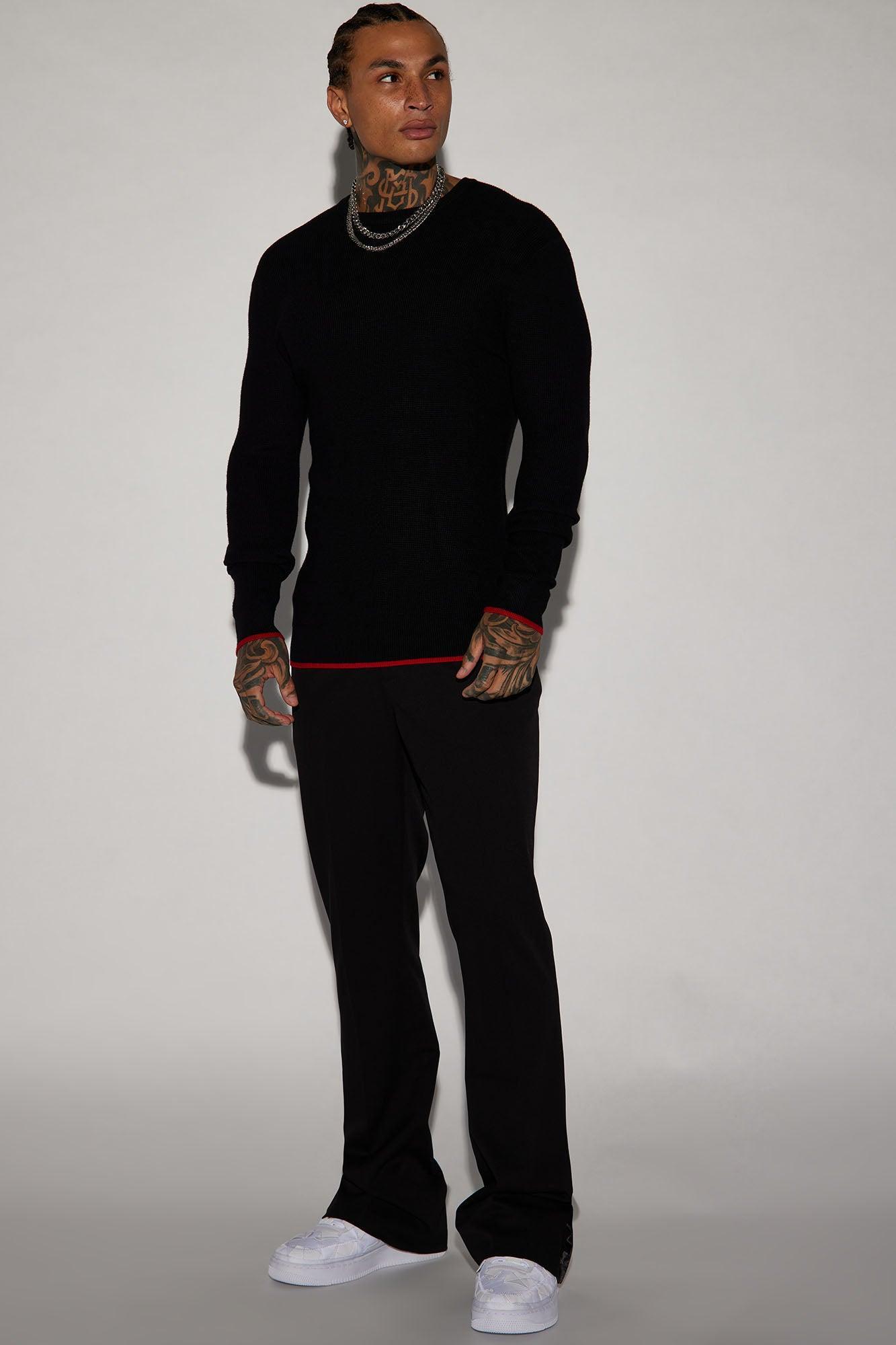 Viscose Thermal Crewneck Sweater - Black Product Image