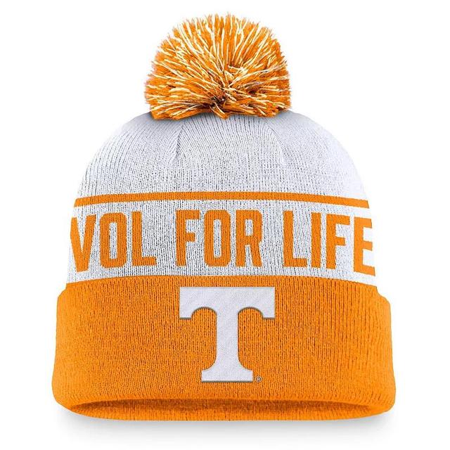 Nike Mens White Tennessee Volunteers Local Peak Cuffed Knit Hat with Pom - White, Tennessee Orange Product Image