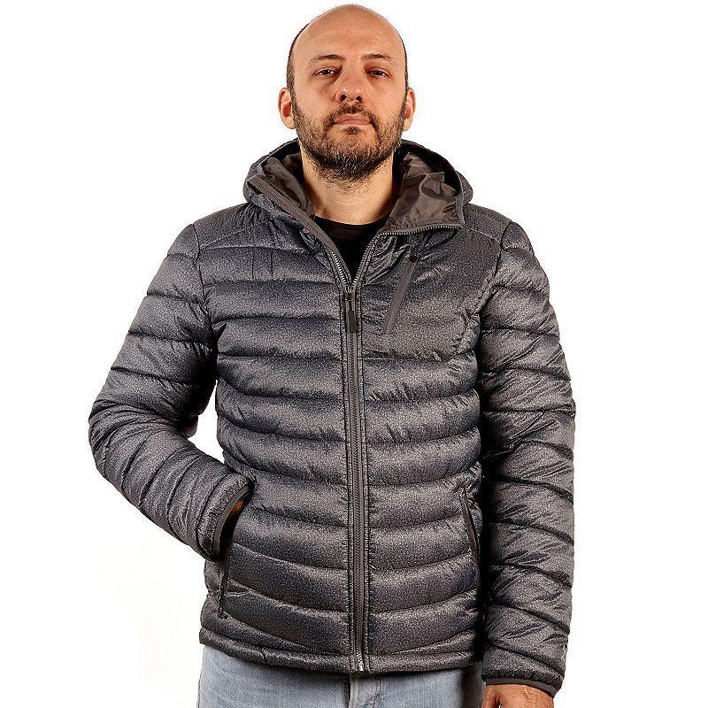 Mens Excelled Insulated Hooded Puffer Jacket Granite Grey Product Image