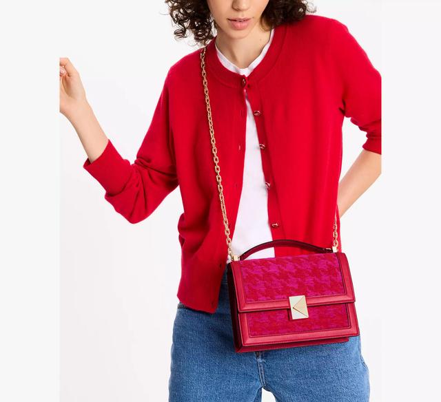 Deco Houndstooth Chenille Chain Shoulder Bag Product Image