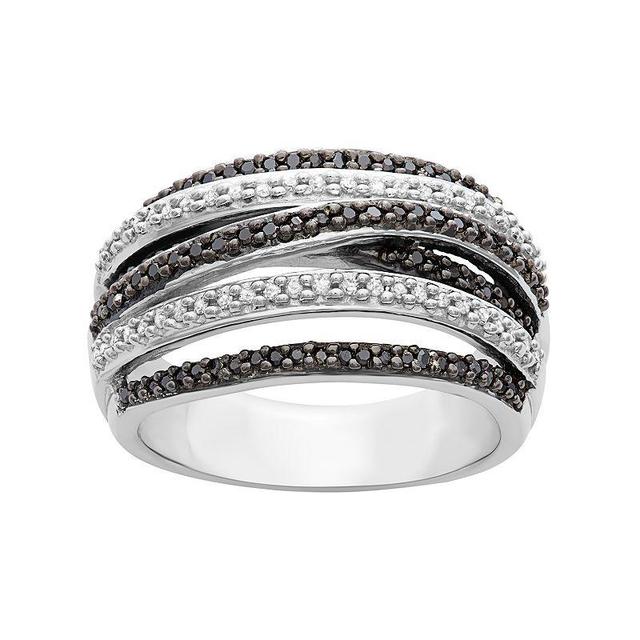 Jewelexcess 1/2 Carat T.W. Black and White Diamond Sterling Silver Multirow Ring, Womens Product Image