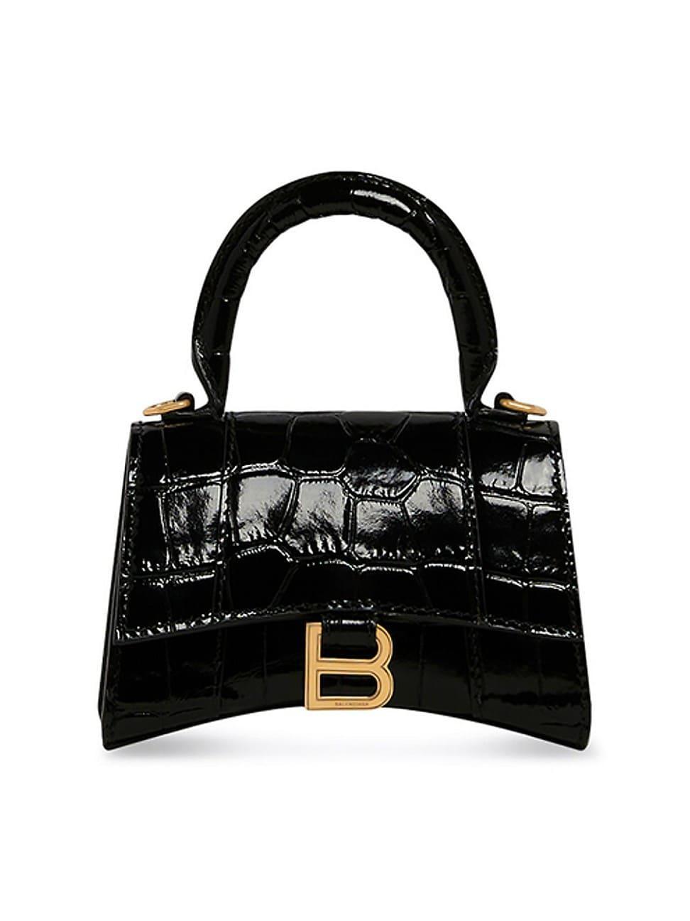 Womens Hourglass Mini Handbag With Chain Crocodile Embossed Product Image