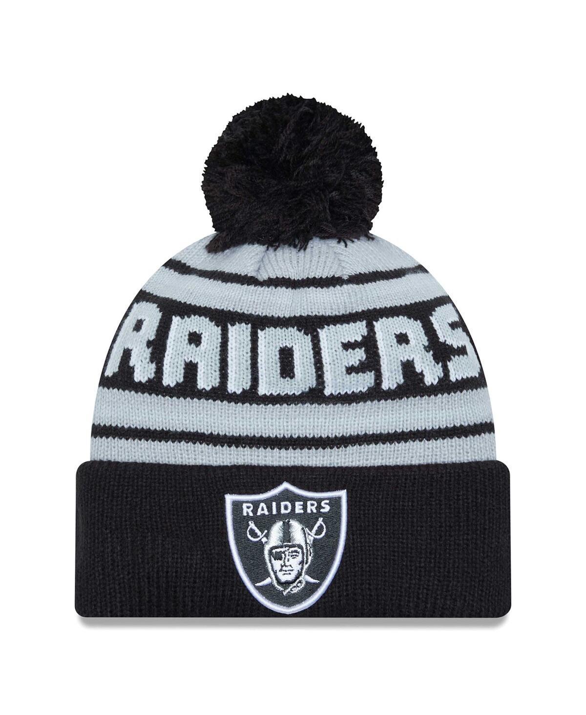 Mens New Era Black Las Vegas Raiders Main Cuffed Knit Hat with Pom Product Image