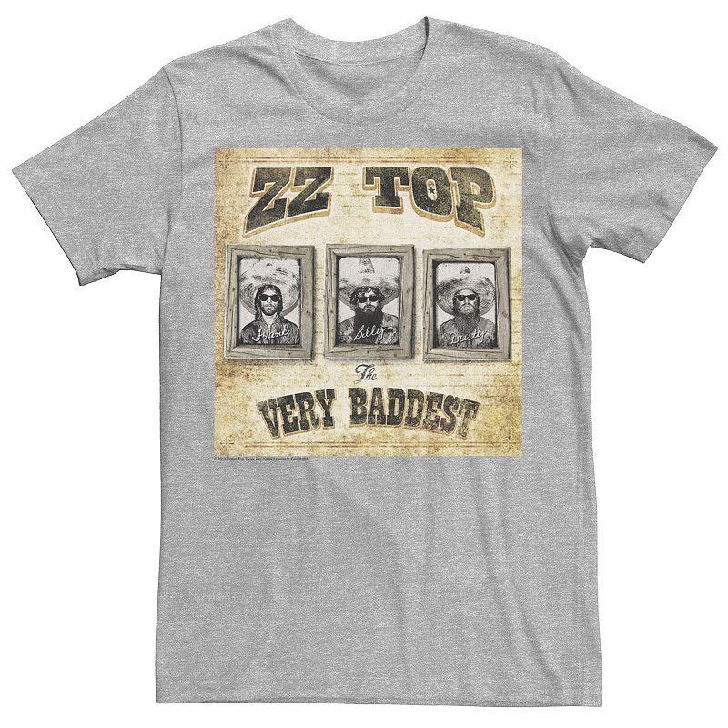 Mens ZZ Top Very Baddest Distressed Poster Graphic Tee Athletic Grey Product Image