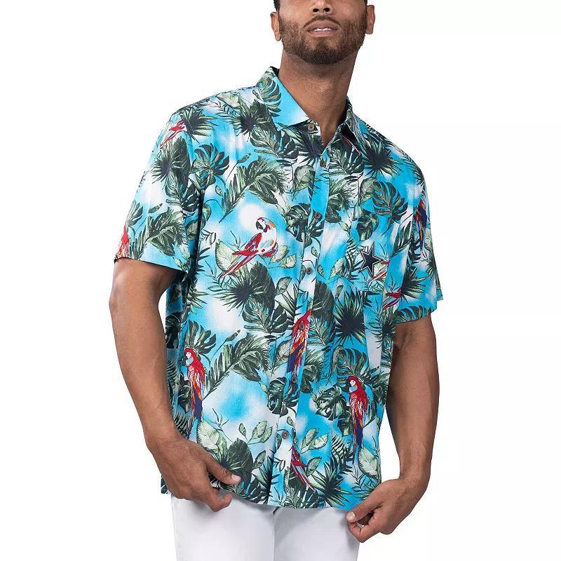 Mens Margaritaville Blue Dallas Cowboys Jungle Parrot Party Button-Up Shirt Product Image