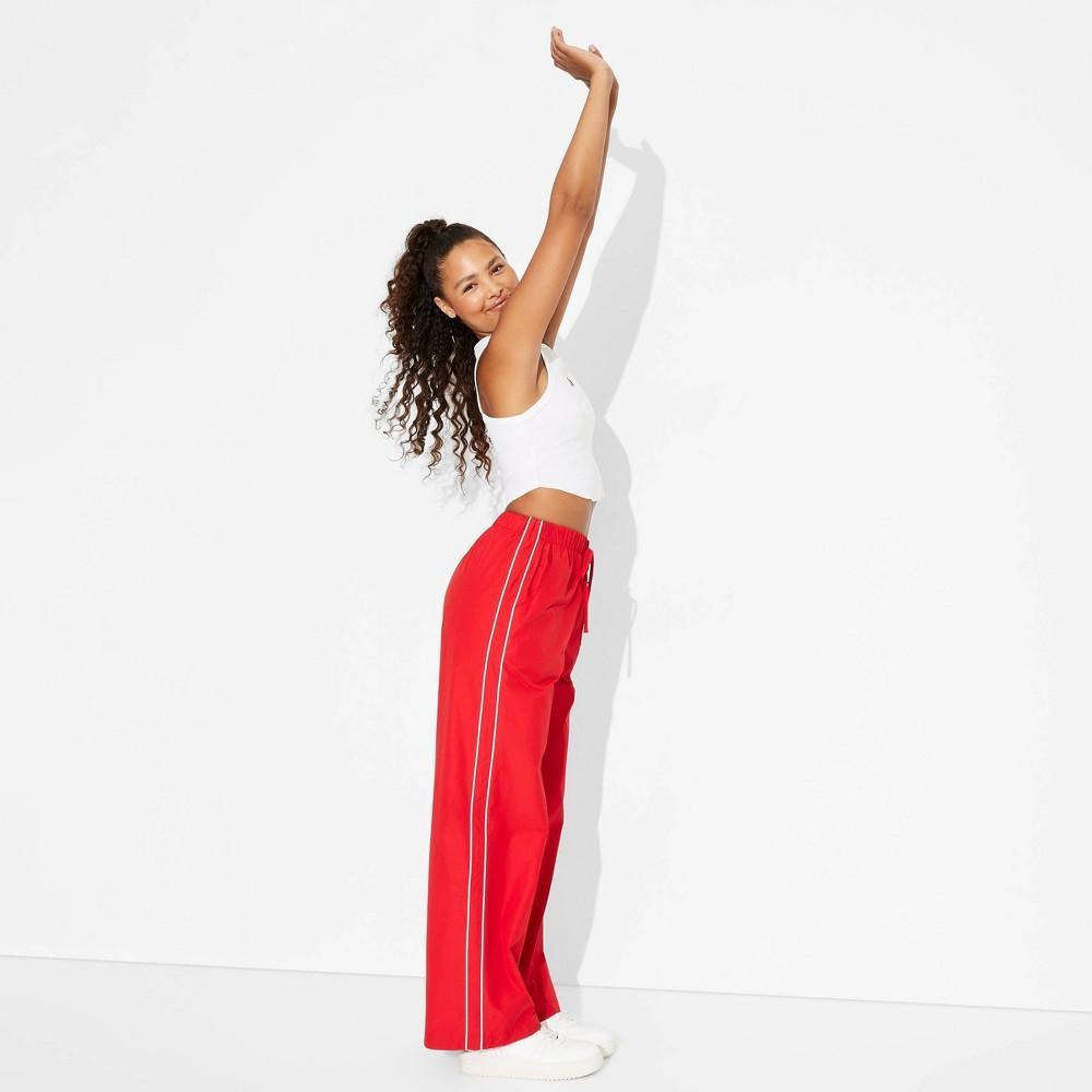 Womens Game Day Mid-Rise Wide Leg Track Pants - Wild Fable Red L Product Image