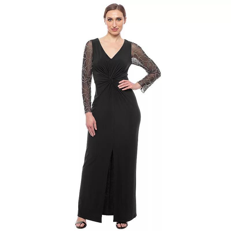 Womens Marina Beaded Sleeve Evening Gown Product Image