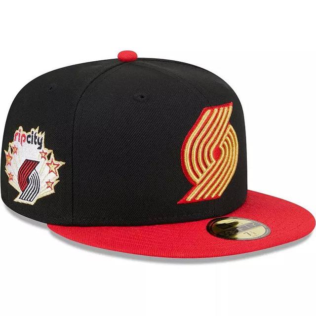 Mens New Era /Red Portland Trail Blazers Gameday Gold Pop Stars 59FIFTY Fitted Hat Product Image