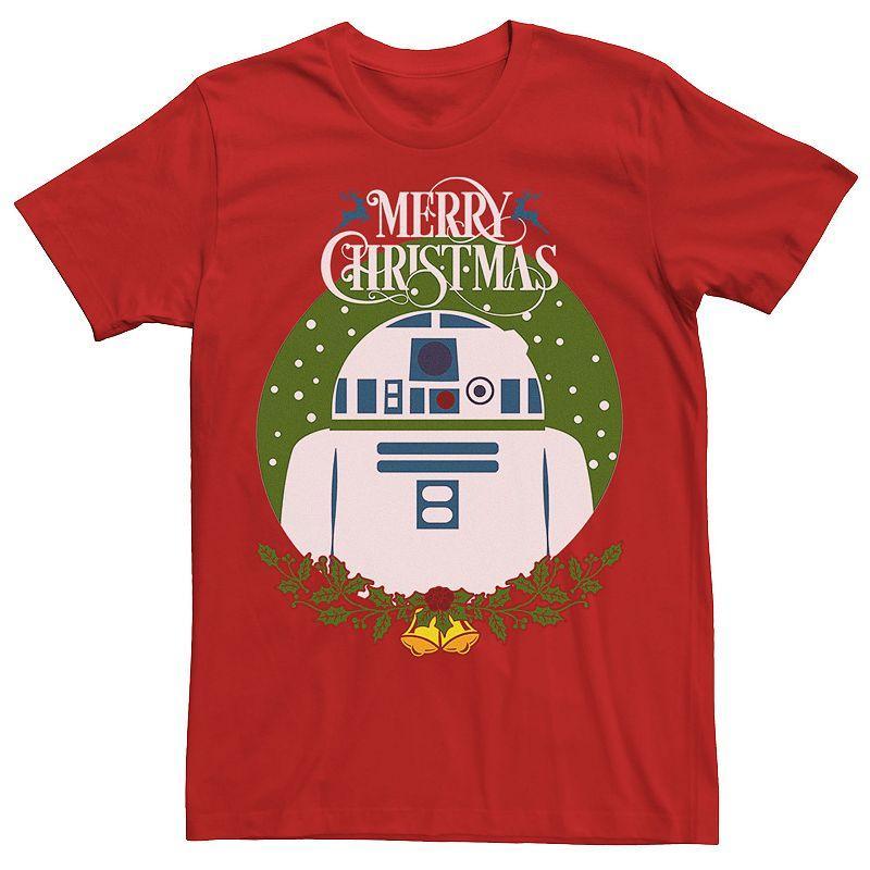 Mens Star Wars R2-D2 Merry Christmas Wreath Bells Tee Product Image