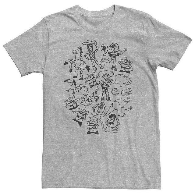 Big & Tall Disney / Pixar Toy Story Group Shot Doodles Tee, Mens Athletic Grey Product Image