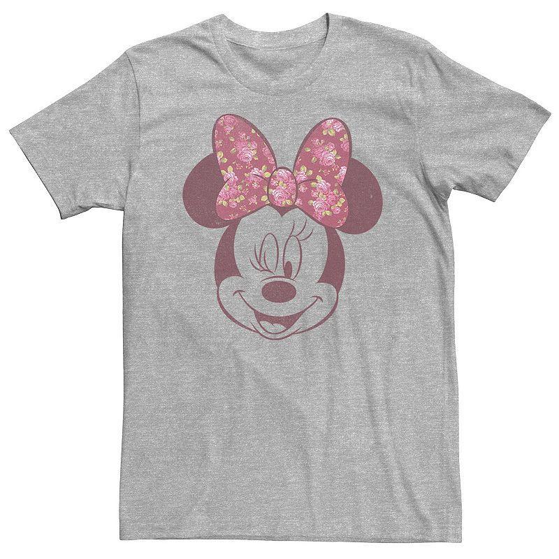 Big & Tall Disney Mickey & Friends Minnie Mouse Floral Bow Portrait Tee, Mens Athletic Grey Product Image