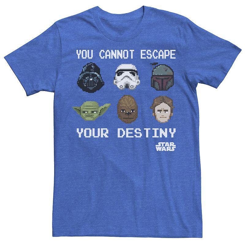 Mens Star Wars Good & Evil 8-Bit Cant Escape Pixelate Graphic Tee Royal Grey Product Image