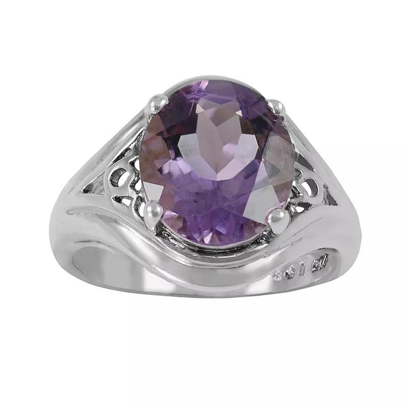 Sterling Silver Amethyst Filigree Ring, Womens Purple Product Image