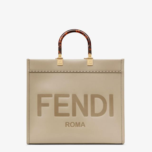 Fendi Sunshine MediumDove gray leather shopper Product Image