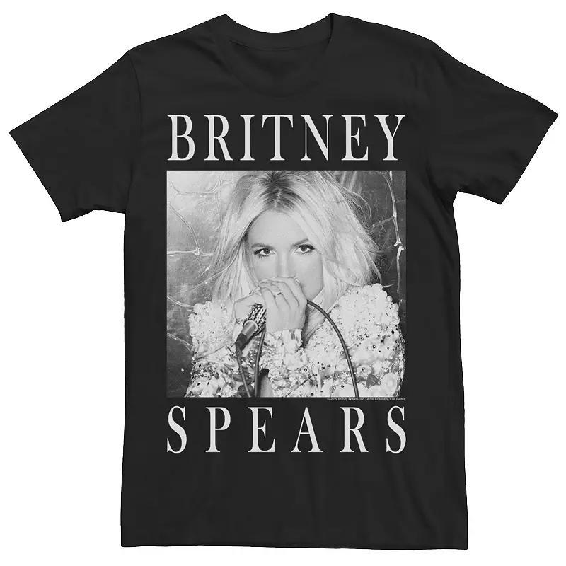 Mens Britney Spears Black & White Portrait Panel Graphic Tee Blue Product Image