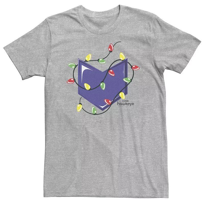 Big & Tall Marvel Hawkeye Purple Christmas Lights Badge Tee, Mens Product Image