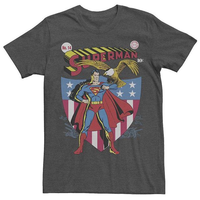 Mens DC Comics Superman Stars And Stripes Poster Tee Grey Heather Product Image