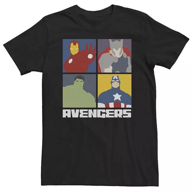 Big & Tall Marvel Avengers Assemble Iron Man Hulk Thor Cap 4 Box Tee, Mens Product Image