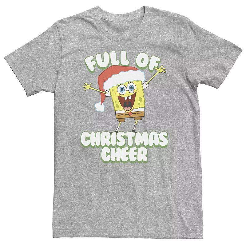 Big & Tall Nickelodeon SpongeBob SquarePants Full Of Christmas Cheer Holiday Tee, Mens Athletic Grey Product Image