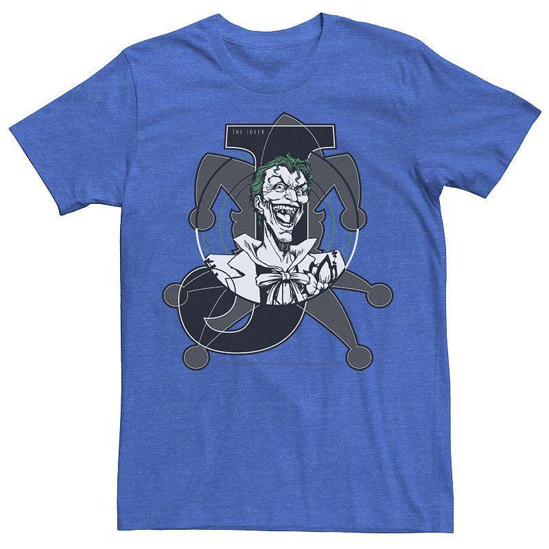 Mens DC Comics Joker Card Laughing Poster Tee Kelly Grey Product Image