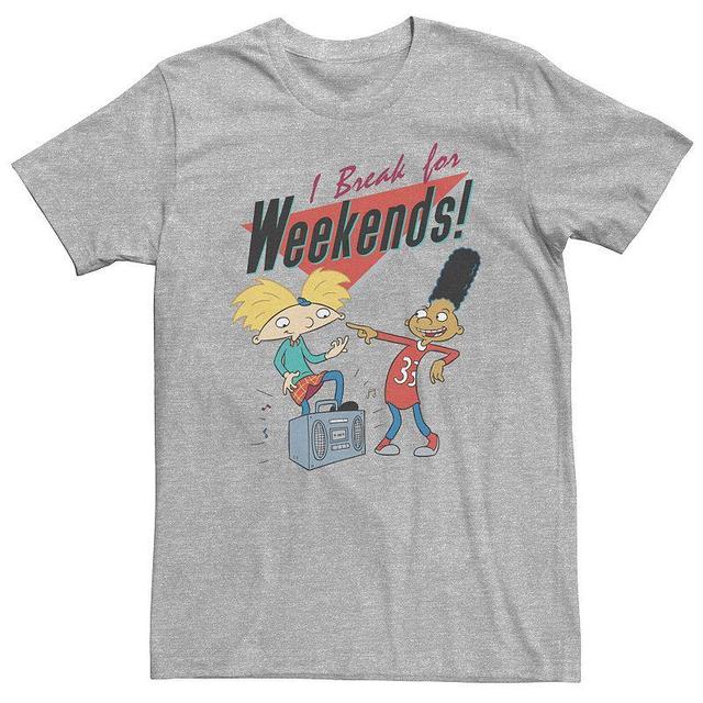 Big & Tall Nickelodeon Hey Arnold I Break For Weekends Boombox Tee, Mens Med Grey Product Image