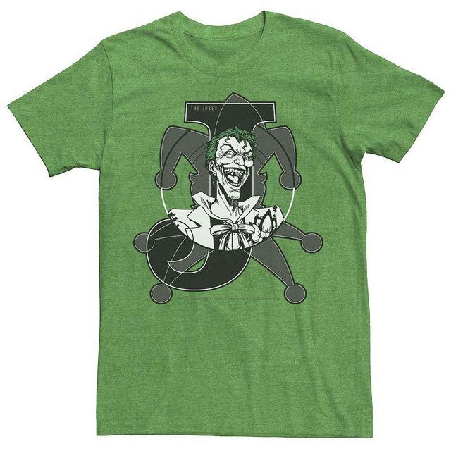 Mens DC Comics Joker Card Laughing Poster Tee Kelly Grey Product Image