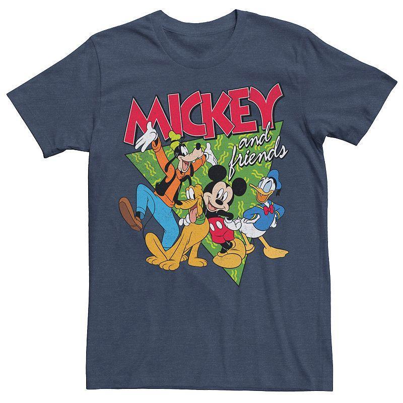 Disneys Mickey Mouse 90s Friends Mens Tee Navy Grey Product Image