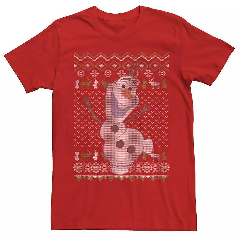 Mens Frozen Olaf Ugly Christmas Sweater Short Sleeve Tee Red Product Image