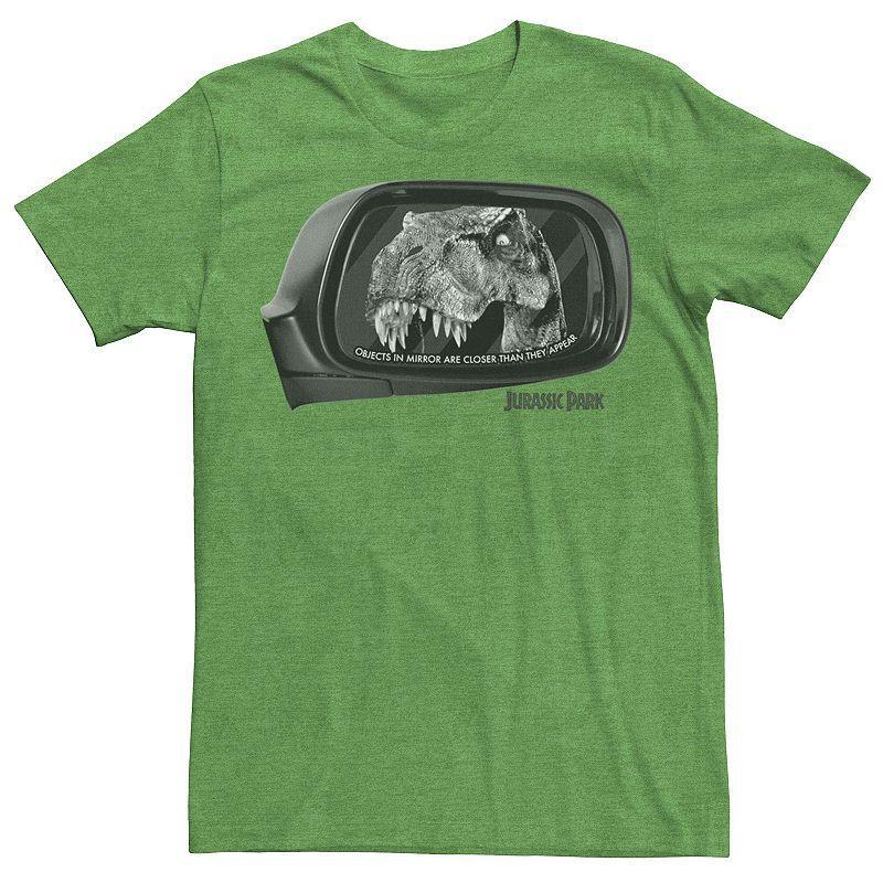 Mens Jurassic Park T-Rex In Car Side Mirror Tee Kelly Grey Product Image