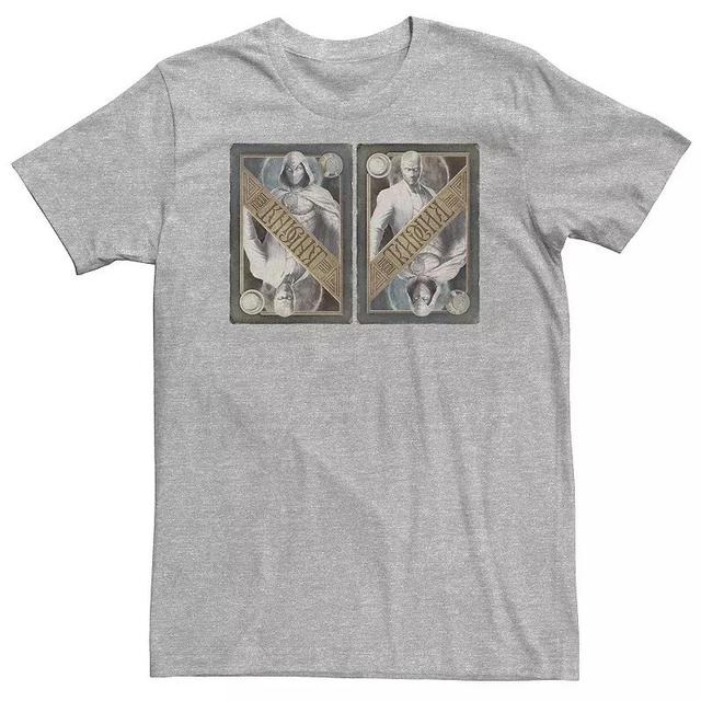 Big & Tall Marvel Moon Knight Playing Card Side By Side Tee, Mens Athletic Grey Product Image