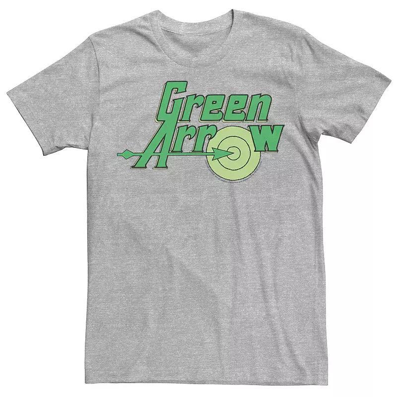 Mens DC Comics The Green Arrow Vintage Text Poster Tee Athletic Grey Product Image