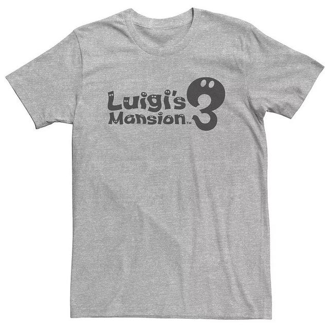 Big & Tall Nintendo Luigis Mansion 3 Simple Game Logo Tee, Mens Athletic Grey Product Image