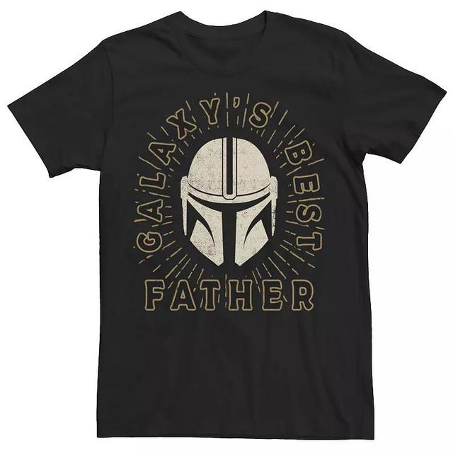 Mens Star Wars The Mandalorian Galaxys Best Father Helmet Stamp Tee Product Image