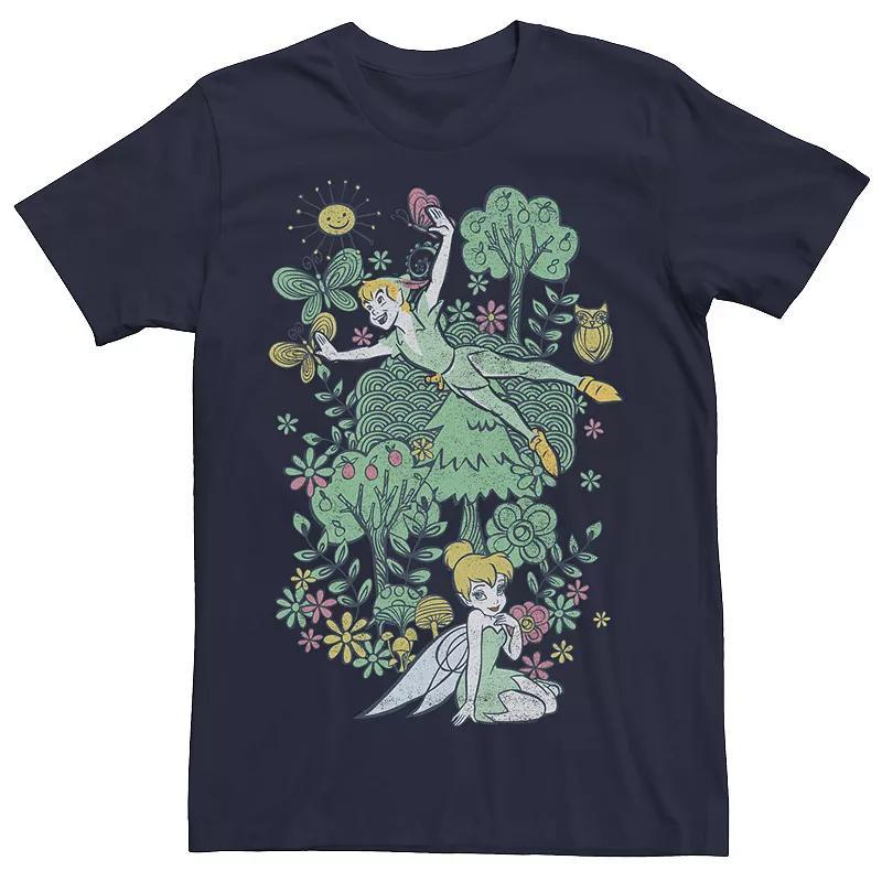 Mens Disney Peter Pan Tinkerbell Summer Doodle Tee Blue Product Image