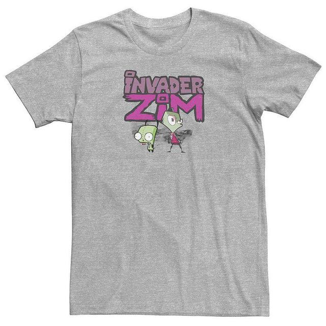 Big & Tall Nickelodeon Invader Zim And Gir Watercolor Portrait Logo Tee, Mens Athletic Grey Product Image