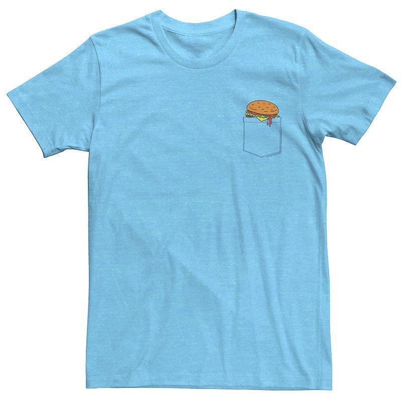 Mens Bobs Burgers Pocket Burger Tee Light Blue Grey Product Image