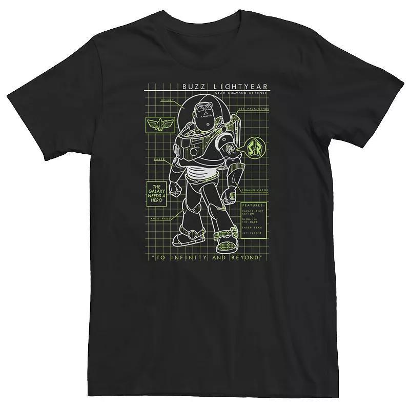 Big & Tall Disney / Pixar Toy Story Buzz Lightyear Schematics Tee, Mens Black Product Image