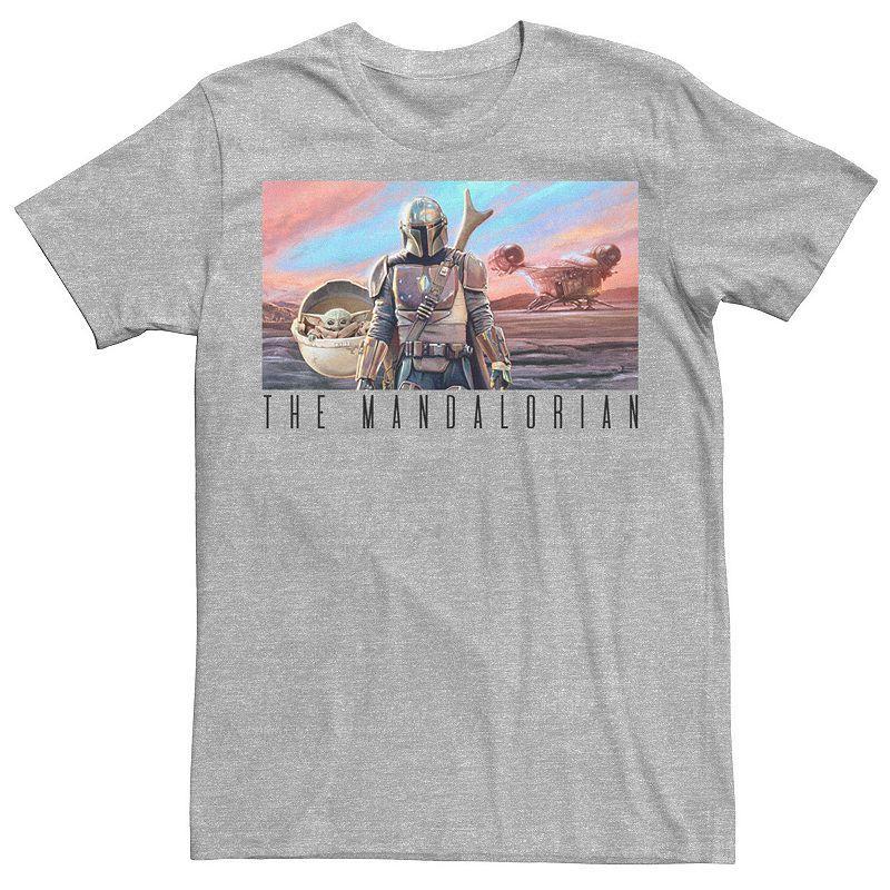 Mens Star Wars The Mandalorian Colorful Poster Tee Med Grey Product Image