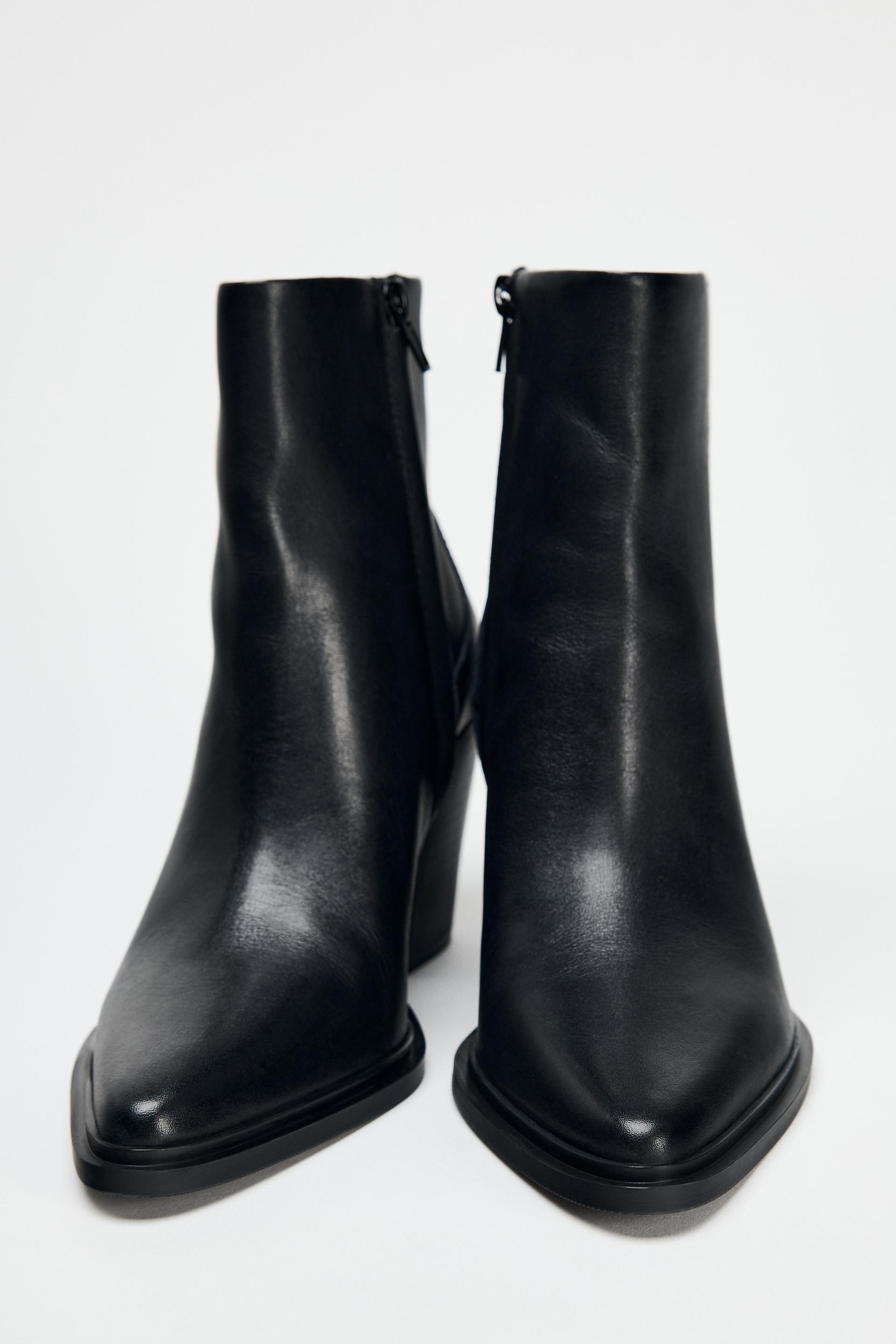 HEELED LEATHER ANKLE BOOTS Product Image